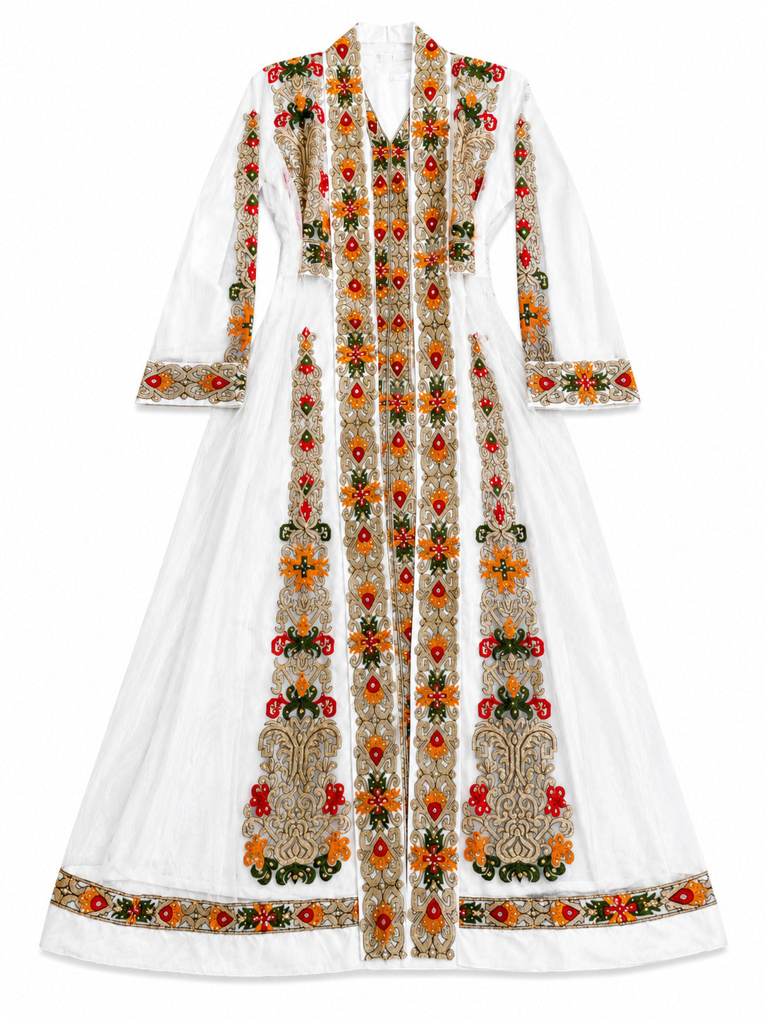 Kaftan blanc brodé orné