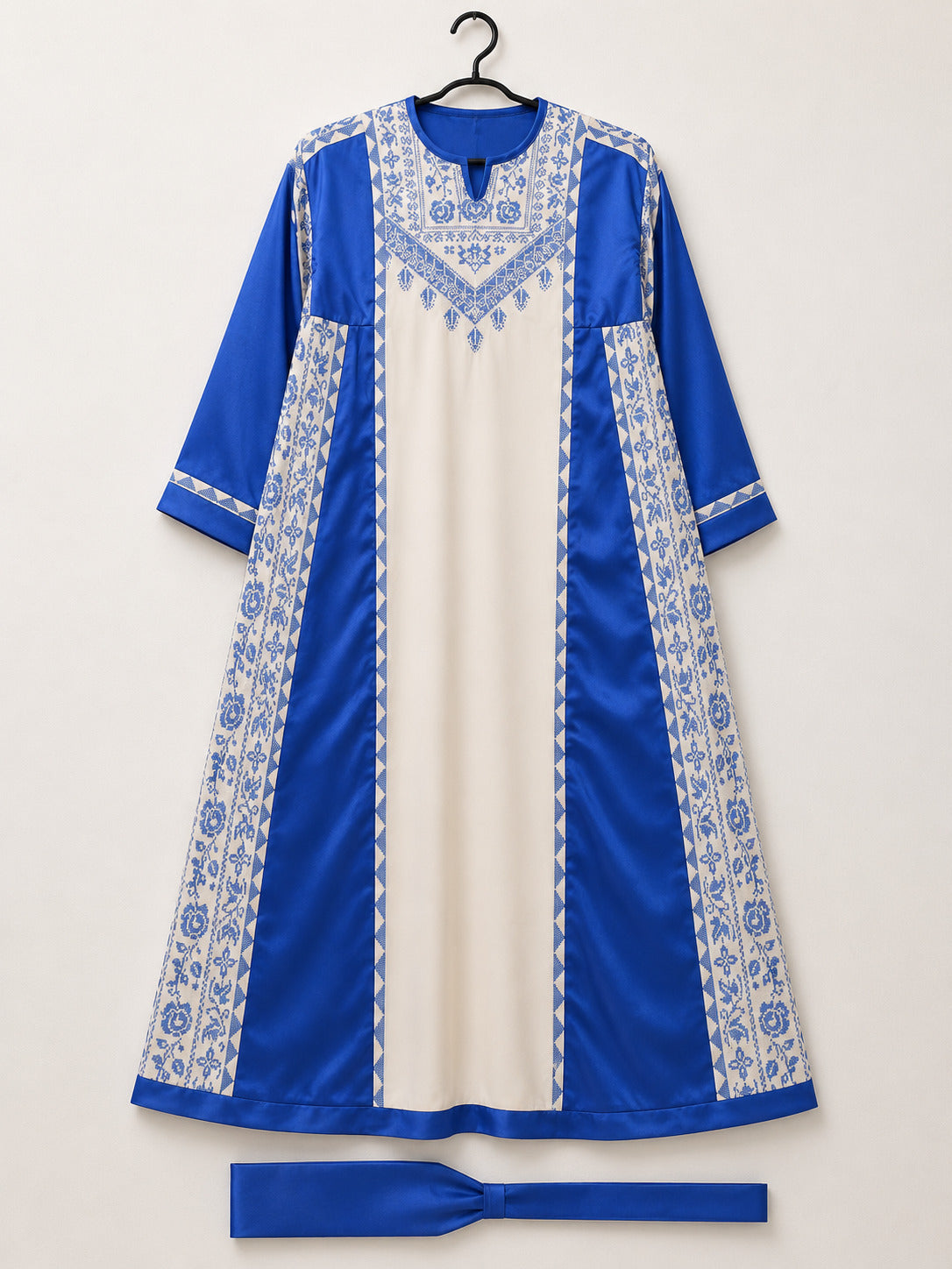 Royal Blue and Ivory Embroidered Kaftan
