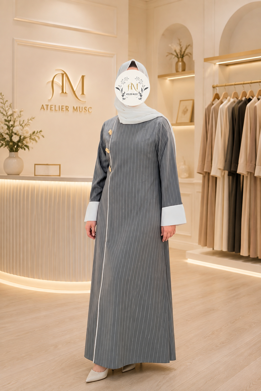 Abaya Ligne Royale | Royal Stripe Abaya | عباية الخطوط الملكية