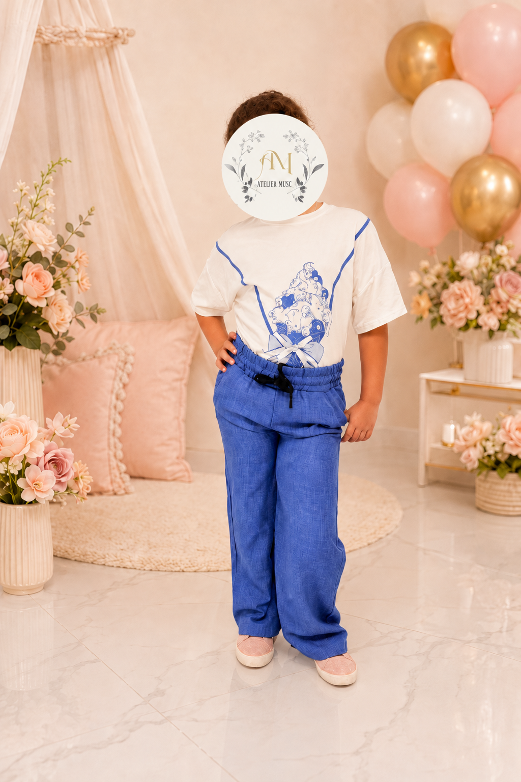 Ensemble Azur à pantalon large