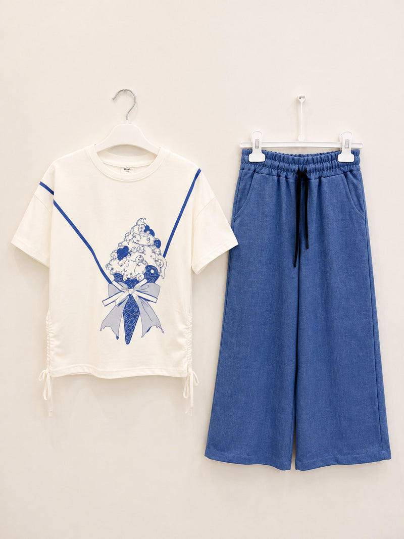 Ensemble Azur à pantalon large
