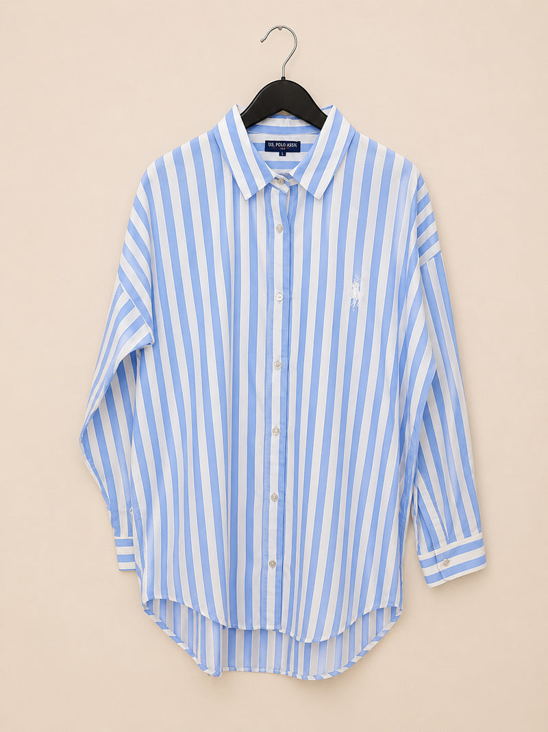 Blue Striped Polo Button-Down Shirt