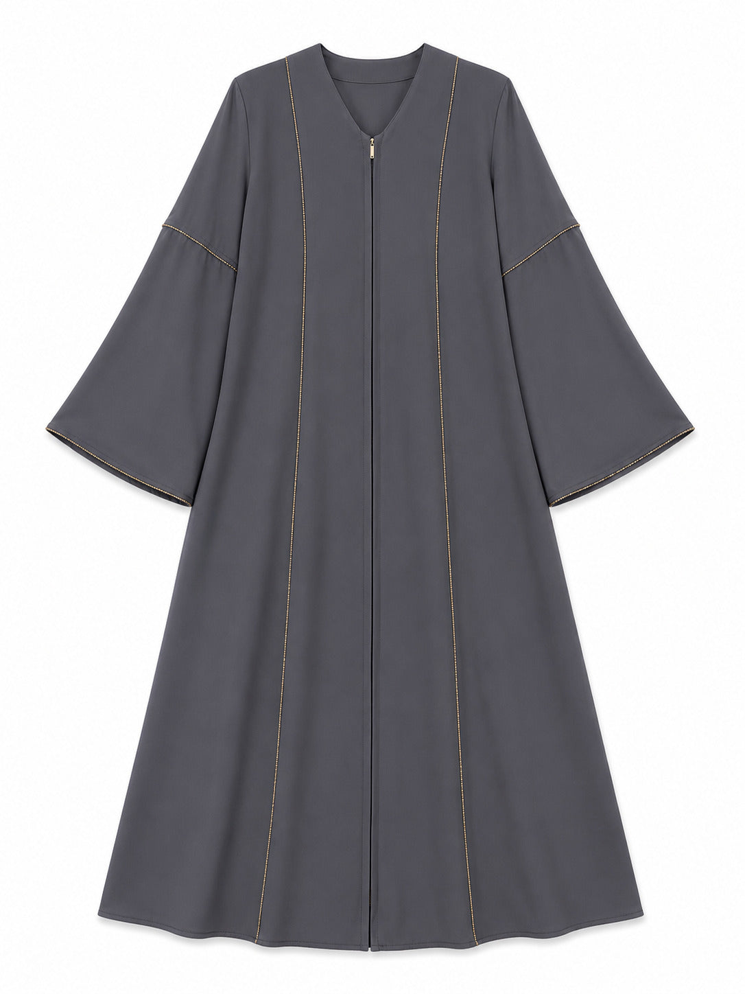 Charcoal Gray Abaya with Gold Piping