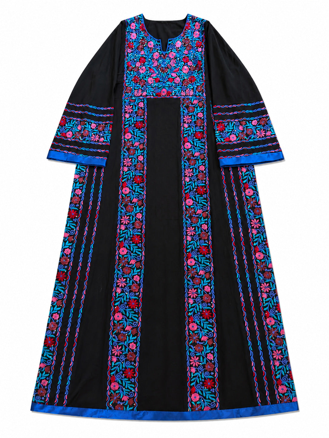 Robe noire brodée colorée