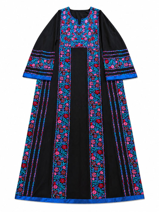 Colorful Embroidered Black Robe