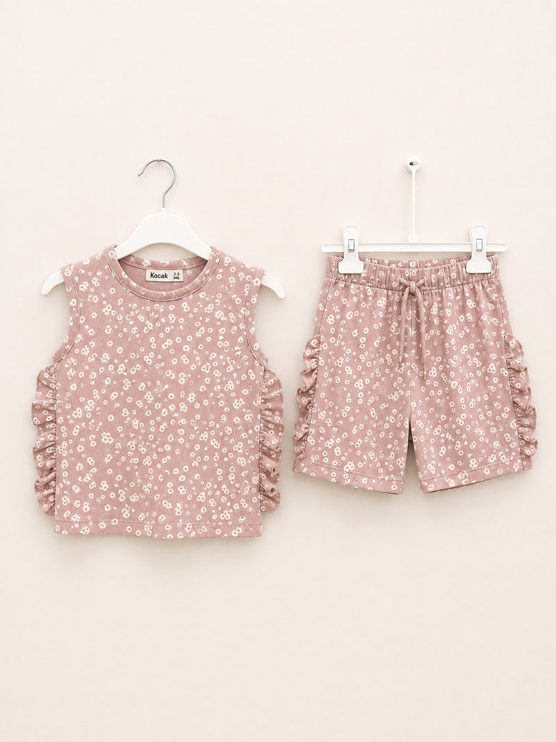Taupe Ruffle Short Set