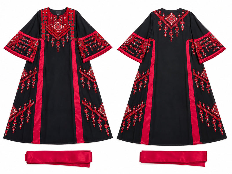 Embroidered Black Dress