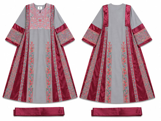 Embroidered Gray Kaftan Set