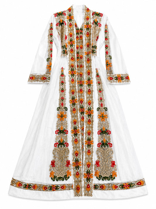 Ornate Embroidered White Kaftan