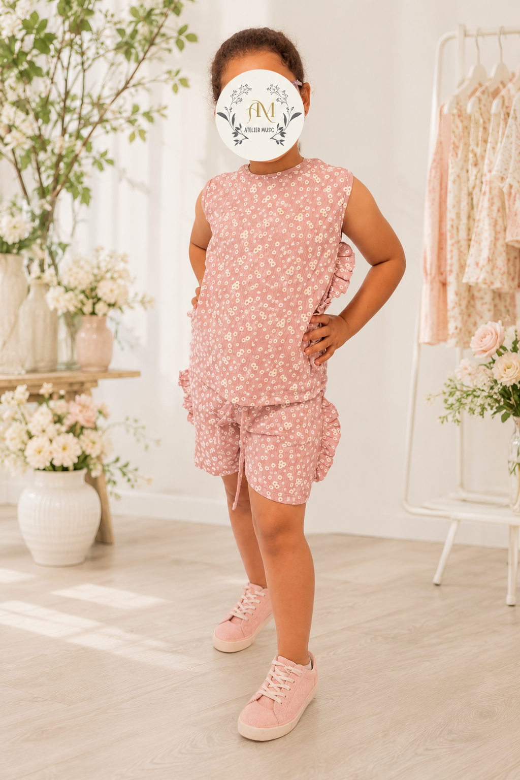 Taupe Ruffle Short Set