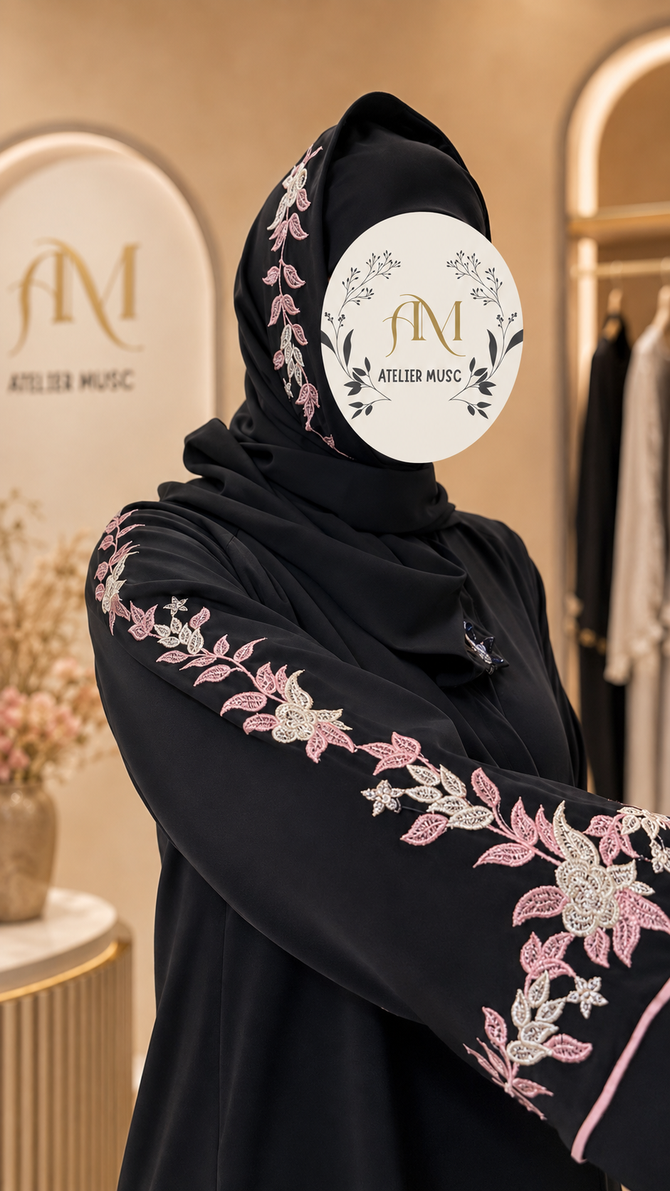 Abaya Fleurs de Minuit | Midnight Blossom Abaya | عباية زهور الليل