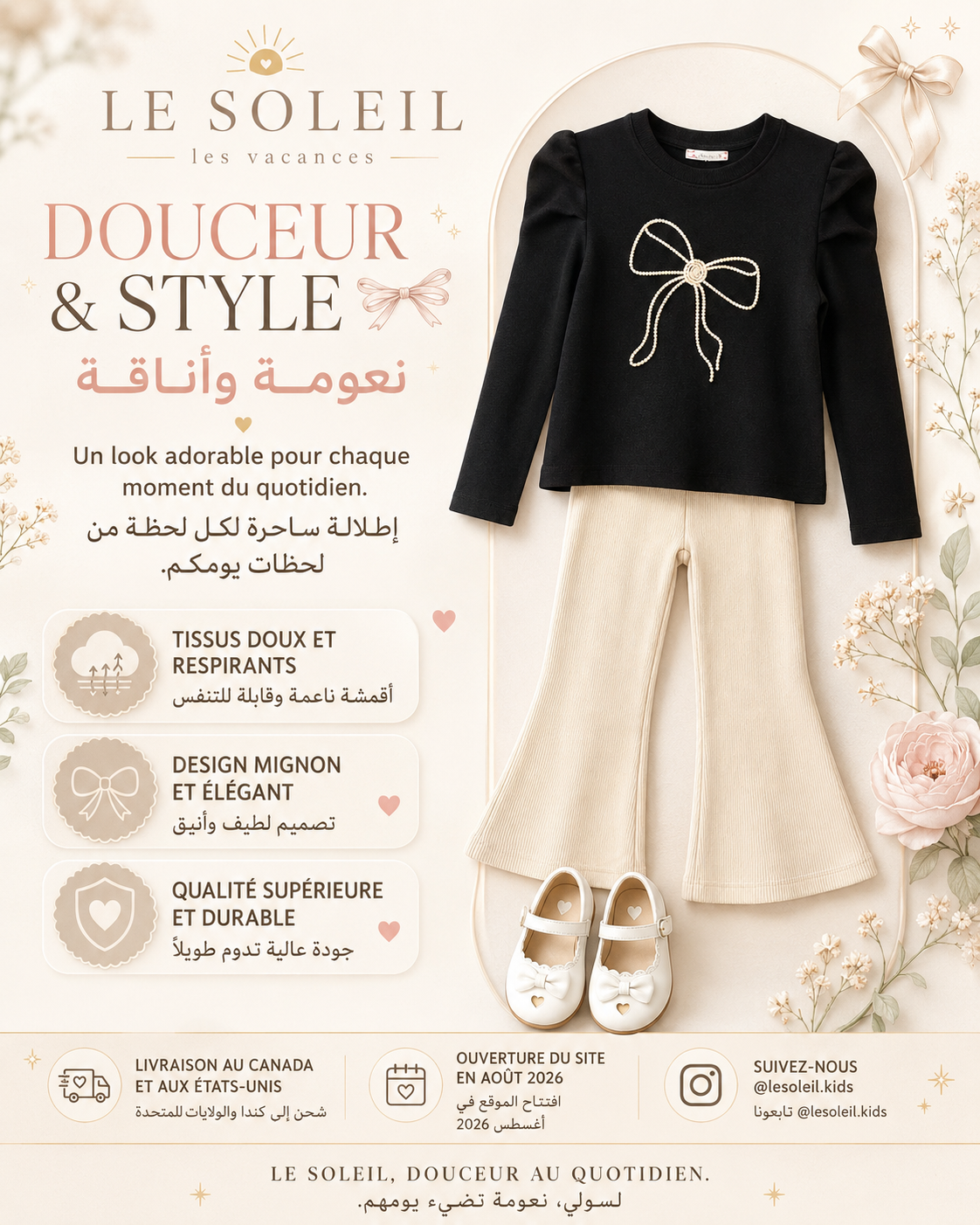 Bow Detail Girls’ Set
